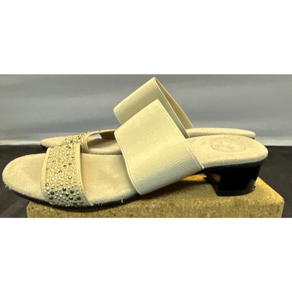 Tory Burch Estella Embellished Slide On Sandals With Crystals Size 7 Shoes - Picture 7 of 12